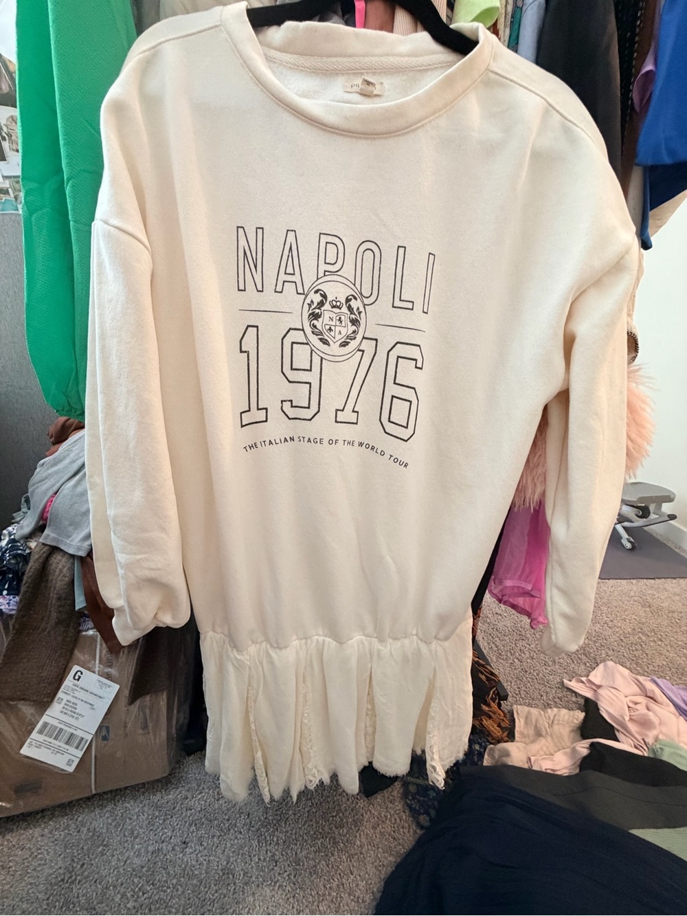 Pilcro Cream Graphic Sweatshirt Dress - Picture 4 of 5